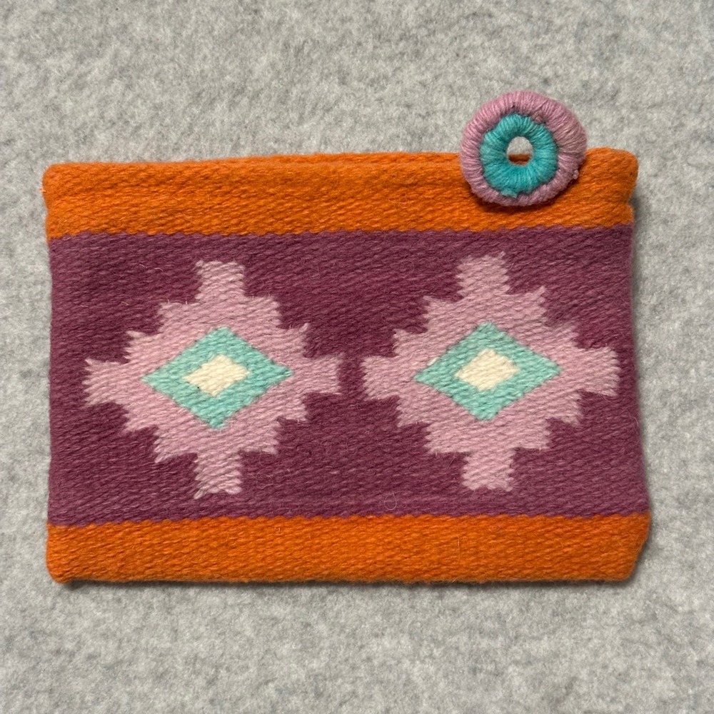 Jenny Krauss Pouch Womens OS Orange Purple Woven Wool Southwestern Geometric